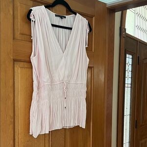White House Black Market Light Pink V-Neck Blouse